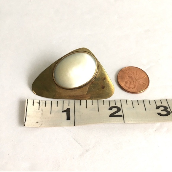 Vintage Modernist Earrings Brass Audrey Schenk Sculptural Maximalist Designer - Picture 8 of 8